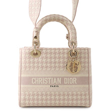 Load image into Gallery viewer, Dior Lady D-Light Houndstooth 2-Way Bag Rose De VanM0565OZAF_M912 Canvas Size Medium