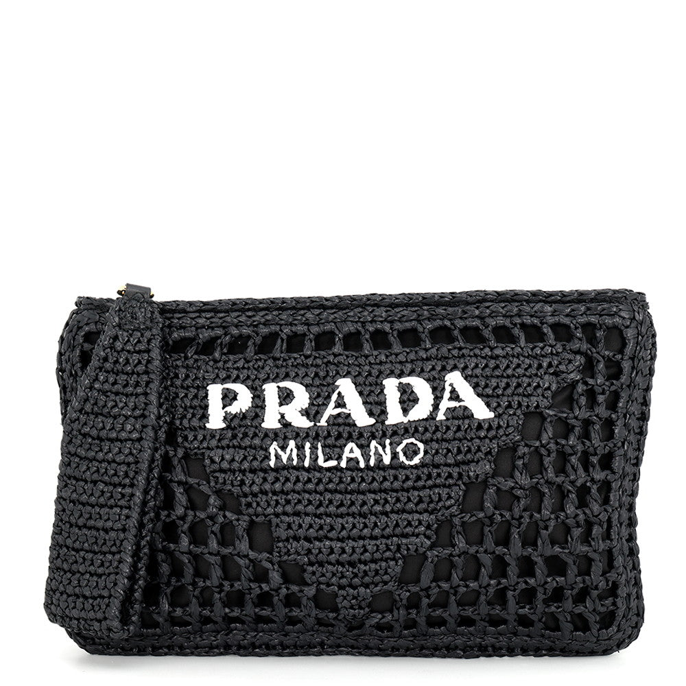 PRADA Raffia Envelope Handbag Black1BF129.2A2T Raffia– GALLERY