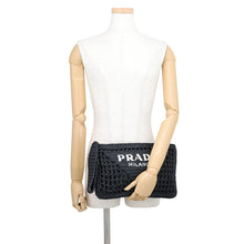 Load image into Gallery viewer, PRADA Raffia Envelope Handbag Black1BF129.2A2T Raffia