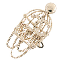 Load image into Gallery viewer, CHANEL CC Logo Birdcage Motif Brooch Gold Metal Faux Pearl Rhinestone