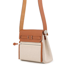 Load image into Gallery viewer, HERMES Herbag zip Gold/Ecru Toile H Vache Hunter Leather Size Mini