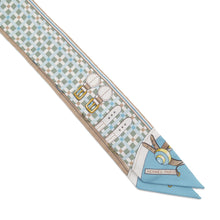 Load image into Gallery viewer, HERMES Twilly History of horse carriages Les Voitures Nouvelles Vert Amandes/Blue Gacier/Beige Silk100%