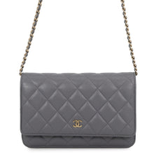 Load image into Gallery viewer, CHANEL Matelasse Classic Chain Wallet GrayAP0250 Caviar Leather