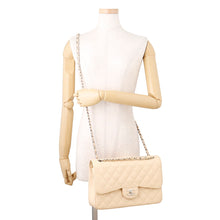 Load image into Gallery viewer, CHANEL Matelasse W Flap ChainShoulder Bag BeigeA58600 Caviar Leather Size 30