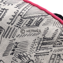 Load image into Gallery viewer, HERMES Giant Square Nouvelle Cité Cavallière Size 140 White/Grease/Rose Cashmere Silk