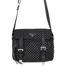 Load image into Gallery viewer, PRADA Triangle Logo Studded Shoulder Bag Black1BD382 Nylon