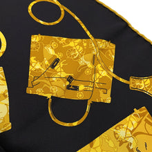 Load image into Gallery viewer, HERMES Carre Kelly・Kelly en Caleche Size 65 Black/Gold Silk100%