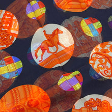 将图像加载到图库查看器中,HERMES Silk Muslin Long Stole Borduk Black/Orange/Multicolor Silk100%