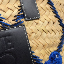 Load image into Gallery viewer, LOEWE William De Morgan Collaboration Animal Basket Bag Natural/Blue/Navy Raffia Leather Size Large