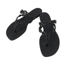 Load image into Gallery viewer, HERMES Island Sandals Black Rubber Size 38