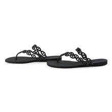 Load image into Gallery viewer, HERMES Island Sandals Black Rubber Size 38