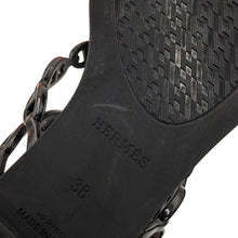 Load image into Gallery viewer, HERMES Island Sandals Black Rubber Size 38