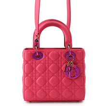 将图像加载到图库查看器中,Dior Lady Dior Canage Warm FuchsiaM05314NEE_M15F Lambskin Size Small