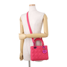 将图像加载到图库查看器中,Dior Lady Dior Canage Warm FuchsiaM05314NEE_M15F Lambskin Size Small