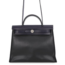 将图像加载到图库查看器中,HERMES Herbag zip Blue Nuit/Black Toile HBerline Vache Hunter Leather Size PM
