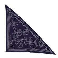 Load image into Gallery viewer, HERMES Scarf, perforated triangle, Perfo-Ex-Libris Bleu de Chine Silk100%