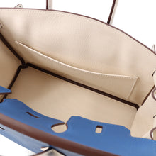 将图像加载到图库查看器中,HERMES Birkin SPO Blue France/White Chevre Myzore Goatskin Size 25