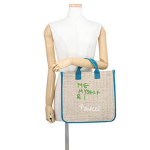 Load image into Gallery viewer, GUCCI Children's Tote Bag Beige/Cyan605831 Straw Canvas