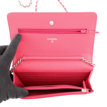 Load image into Gallery viewer, CHANEL CC Logo Chain Wallet RedA48654 Caviar Leather