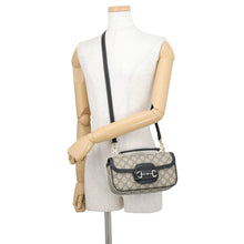 Load image into Gallery viewer, GUCCI Horsebit1955 Soft Small Top Handle Bag Beige/Black815206 GG Supreme Leather