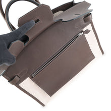 Load image into Gallery viewer, HERMES Birkin Alan Vert Ebene/Ecru Barenia Leather Toile H Size 35