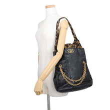 Load image into Gallery viewer, BALENCIAGA Monaco Chain Tote Bag Black/Brown791847 Lambskin Nylon Size Small