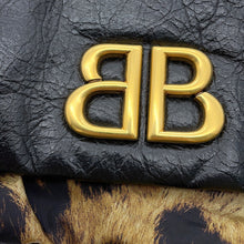Load image into Gallery viewer, BALENCIAGA Monaco Chain Tote Bag Black/Brown791847 Lambskin Nylon Size Small