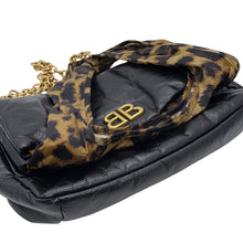 Load image into Gallery viewer, BALENCIAGA Monaco Chain Tote Bag Black/Brown791847 Lambskin Nylon Size Small