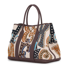 Load image into Gallery viewer, HERMES Garden Party Electric Caramel/Ecru/Beige/Ebene Toile H Negonda Leather Size PM