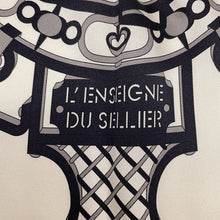 Load image into Gallery viewer, HERMES Carre (saddle maker's sign) Size 70 Ivoire/Black/Grey Argent Silk100%