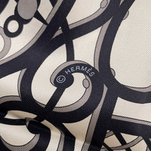 Load image into Gallery viewer, HERMES Carre (saddle maker's sign) Size 70 Ivoire/Black/Grey Argent Silk100%