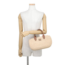 Load image into Gallery viewer, MIUMIU Raffia Handbag Beige/CognacBrown5BA312_2IHX_F0A5T_V_OOO Leather Raffia