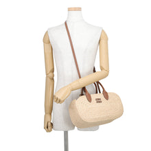 Load image into Gallery viewer, MIUMIU Raffia Handbag Beige/CognacBrown5BA312_2IHX_F0A5T_V_OOO Leather Raffia