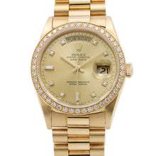 Load image into Gallery viewer, ROLEX Day-Date Diamond Bezel W36mm 18K Yellow Gold Champagne Dial18348A