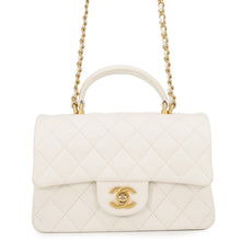 Load image into Gallery viewer, CHANEL Matelasse Top Handle Mini Flap Bag WhiteAS2431 Caviar Leather Size 20