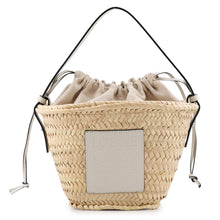 将图像加载到图库查看器中,LOEWE Drawstring bucket bag Natural/WhiteA223222X01 2163 Palm Leaf Leather Size Mini