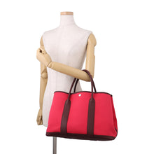 将图像加载到图库查看器中,HERMES Garden Party Rose Extreme/Bordeaux Toile Officier Negonda Leather Size PM