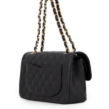 Load image into Gallery viewer, CHANEL Matelasse W-Flap W-Chain Shoulder Bag BlackA01113 Caviar Leather Size 23