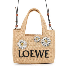 将图像加载到图库查看器中,LOEWE font tote NaturalALF1V46X12 2123 Raffia Leather Bijoux Size Mini