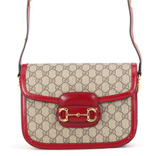 将图像加载到图库查看器中,GUCCI Horsebit 1955 Medium Shoulder Bag Beige/Red602204 GG Supreme