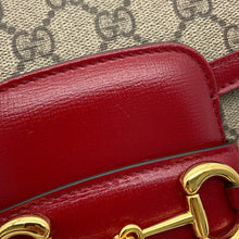 将图像加载到图库查看器中,GUCCI Horsebit 1955 Medium Shoulder Bag Beige/Red602204 GG Supreme