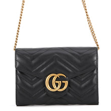 将图像加载到图库查看器中,GUCCI GG Marmont Quilted Chain Wallet Black474575 DTD1T 1000 Leather