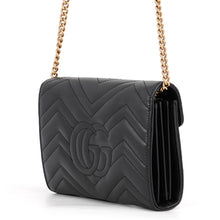 将图像加载到图库查看器中,GUCCI GG Marmont Quilted Chain Wallet Black474575 DTD1T 1000 Leather