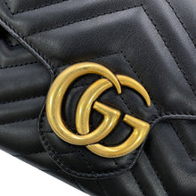 将图像加载到图库查看器中,GUCCI GG Marmont Quilted Chain Wallet Black474575 DTD1T 1000 Leather
