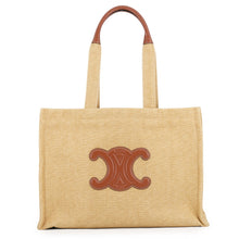 将图像加载到图库查看器中,CELINE Triomphe Cabatice Tote Natural/Tan196762FNZ.02NT Canvas Leather Size Large