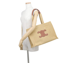 将图像加载到图库查看器中,CELINE Triomphe Cabatice Tote Natural/Tan196762FNZ.02NT Canvas Leather Size Large