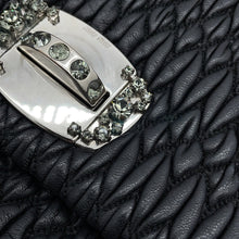 Load image into Gallery viewer, MIUMIU Nappa Crystal Matelassé Shoulder Bag Black Leather
