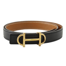 Load image into Gallery viewer, HERMES Gamma reversible belt Size 85 Black/Gold Swift Leather Epsom