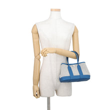 将图像加载到图库查看器中,HERMES Neo Garden Ecru/Blue Wootle Mail Toile H Negonda Leather Size 23