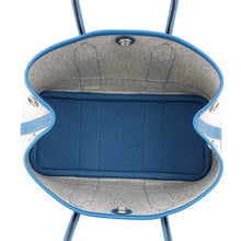 将图像加载到图库查看器中,HERMES Neo Garden Ecru/Blue Wootle Mail Toile H Negonda Leather Size 23